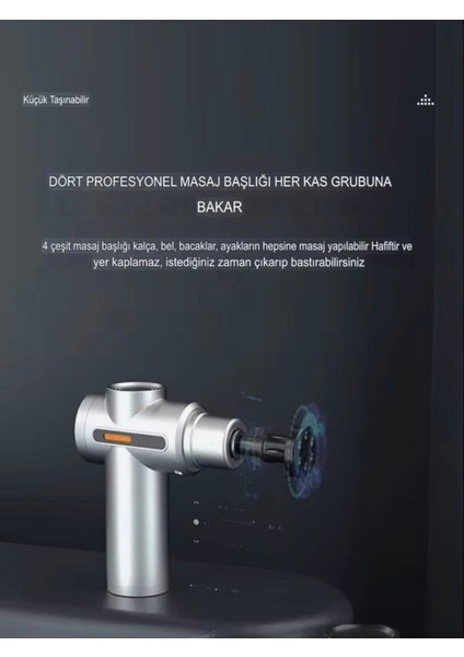 Mini taşınabilir sessiz masaj aleti, 6 hız, LCD ekran, 3600 RPM, gri renk modelleri