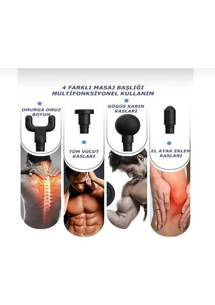 6 Seviyeli 4 Başlıklı Şarjlı Masaj Aleti Masaj Tabancası fırsatları