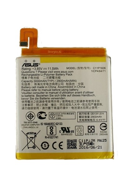Asus Zenfone 3 Laser Pil Batarya ZC551KL C11P1606