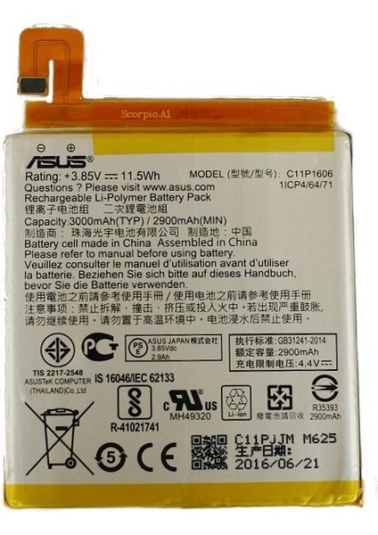 Asus Zenfone 3 Laser Pil Batarya ZC551KL C11P1606 fiyatları