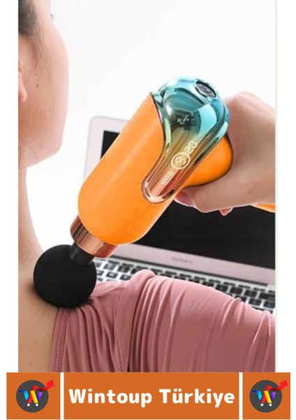Turuncu ergonomik ayarlanabilir 4 başlıklı yüksek titreşimli spor masaj aleti modelleri