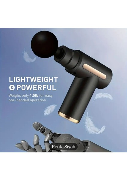 Darbeli ve titreşimli masaj tabancası, profesyonel kullanım, şık siyah renk fırsatları