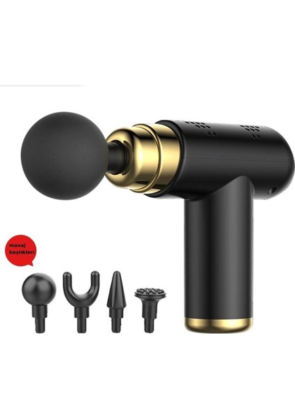 Masaj Tabancası Sporcu Masaj Aleti 4 Başlıklı Şarjlı Sensörlü