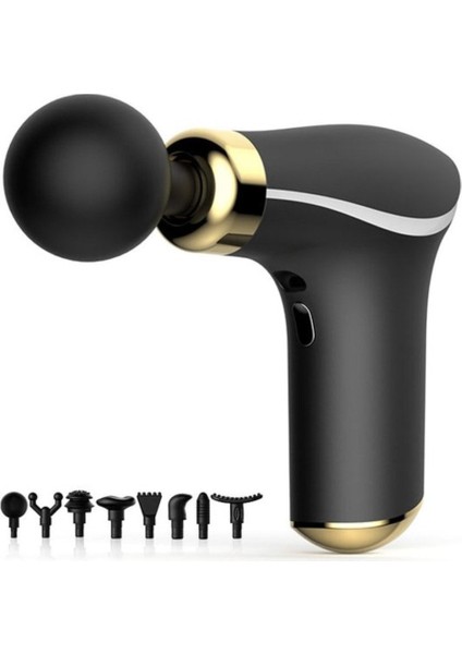 8'li Hızlı Şarjlı Mini Masaj Tabancası, Kas ve Vücut, Siyah Renk, TR Menşei