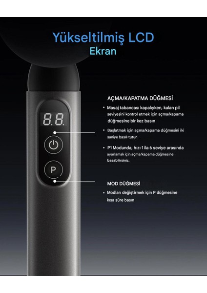 6 Hızlı, Şarjlı Titreşimli Sporcu Masaj Aleti, Lacivert, Yetkili Servisli fırsatları