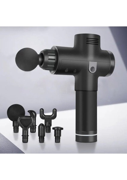 Şarjlı Masaj Tabancası, LCD Ekran, Siyah, Egzersiz ve Fitness İçin Ideal Alet