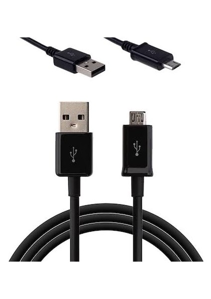 Samsung J1-J2-J3-J4-J5-J7 Micro USB Şarj ve Data Kablosu Siyah