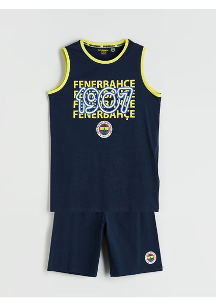 Yeni Sezon Bisiklet Yaka Fenerbahce Baskili Erkek Cocuk Sortlu Pijama Takimi - S5EA15Z4