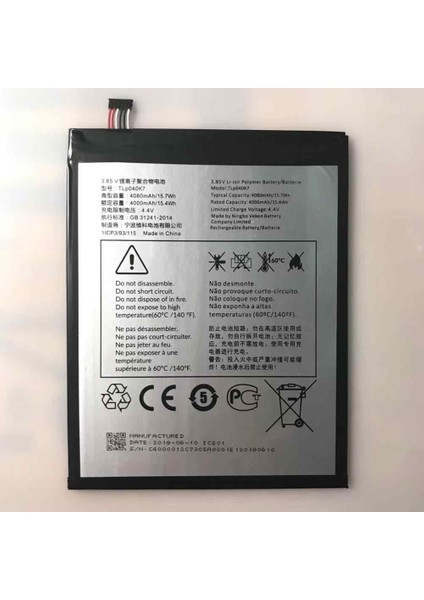 Alcatel 1t 10 Inç Tablet Pil Batarya TLP040K7