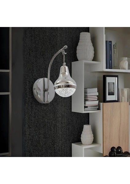 Beliz Krom 3 Renk Ledli Lüks Modern Sarkık Tekli Ledli Aplik