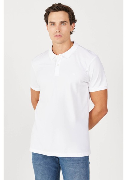 Regular Fit Beyaz Erkek Polo Yaka T-Shirt MW211837100