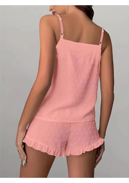 Kadın Ip Askılı Atlet ve Alt Pon Pon Aerobin Short Takım