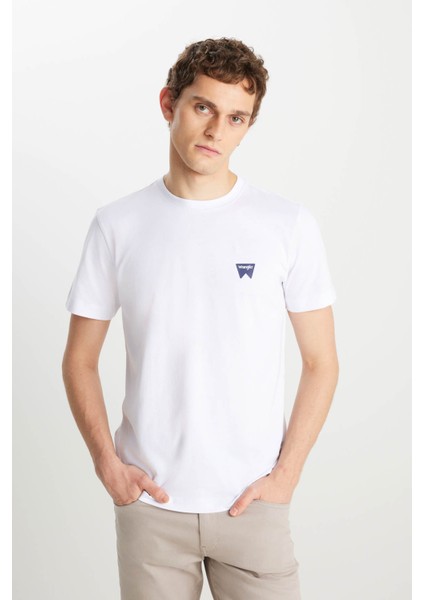 Regular Fit Small Logo Beyaz Erkek T-Shirt MW70MD3312