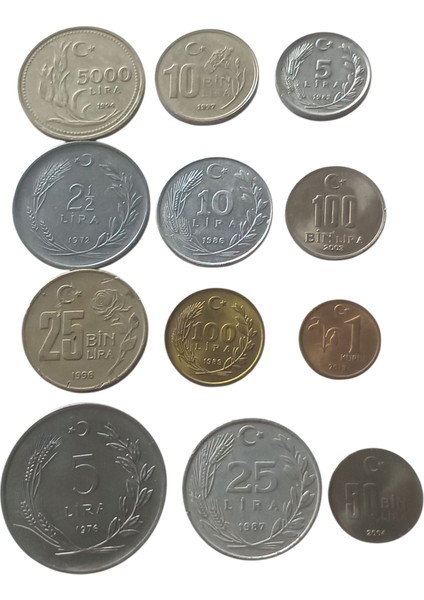 Yerli Madeni Para 12 Adet Koleksiyon Para Koleksiyonu Eski Para Antika Para Hobi Darpane 75