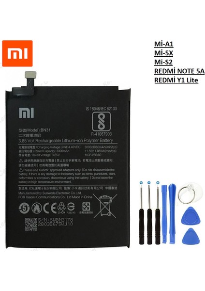 Xiaomi Mi A1 Redmi S2/y2 Pil Batarya BN31+TAMIR Seti