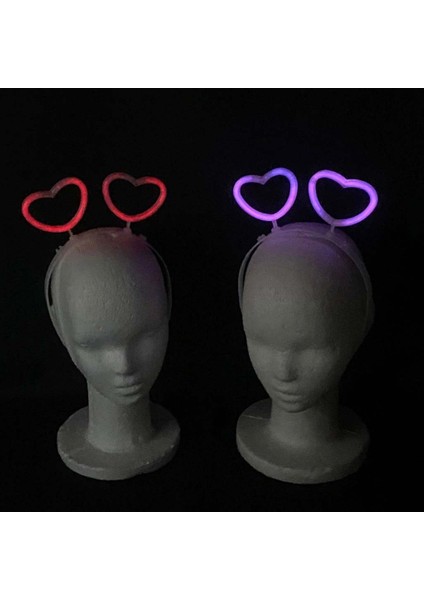 Glow Stick Karanlıkta Yanan Fosforlu Kalp Taç 12 Adet (3791)