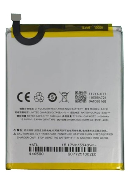 Meizu S6 Pil Batarya ve Tamir Seti BA721