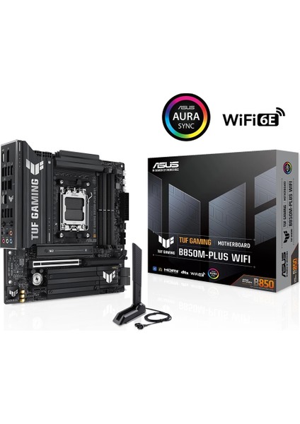 Tuf Gamıng B850M-PLUS Wıfı Amd B850 Am5 Ddr5 8000 Dp HDMI 3x M2 Usb3.2 Gen 2x2 Wifi 6e + Bt Aura Rgb 2.5gbit Lan Matx
