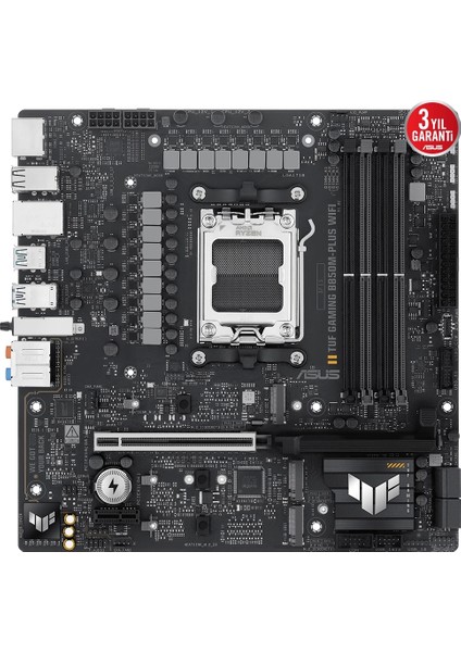 Tuf Gamıng B850M-PLUS Wıfı Amd B850 Am5 Ddr5 8000 Dp HDMI 3x M2 Usb3.2 Gen 2x2 Wifi 6e + Bt Aura Rgb 2.5gbit Lan Matx