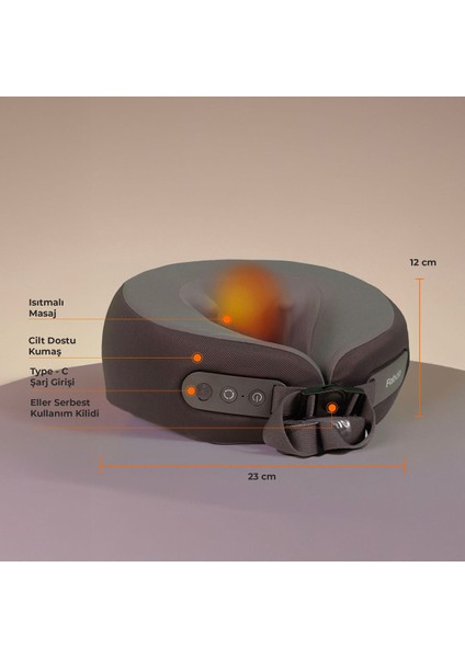 Hug Isıtmalı Omuz ve Boyun Yoğurmalı Ofis/ev/seyahat Shiatsu Masaj Yastığı (Şarj Edilebilir)