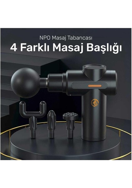 Mini masaj tabancası, 6 hız, turbo, Type-C, 3800rpm, 4 başlık, hafif ve kompakt modelleri