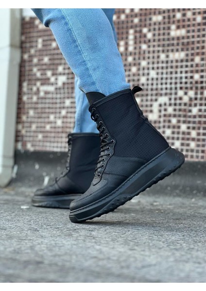 Wagoon WG012 Kömür Cilt Uzun Bağcıklı Bot