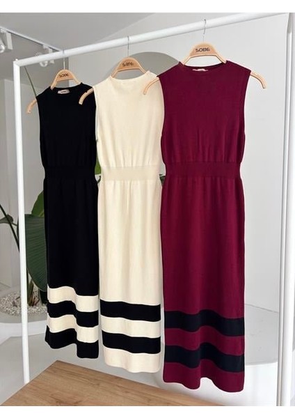 Etek Ucu Şerit Detaylı Triko Elbise 2831