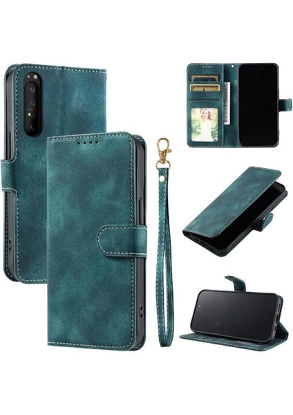 Sony Xperia 1 Iıı Bilek Kayışı Için Flip Case Kickstand Cüzdan Kart Yuvaları Pu (Yurt Dışından)