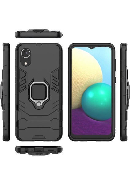 Halka Araba Dağı Kickstand Kılıf Samsung Galaxy A03 Çekirdek Askeri Sınıf (Yurt Dışından)