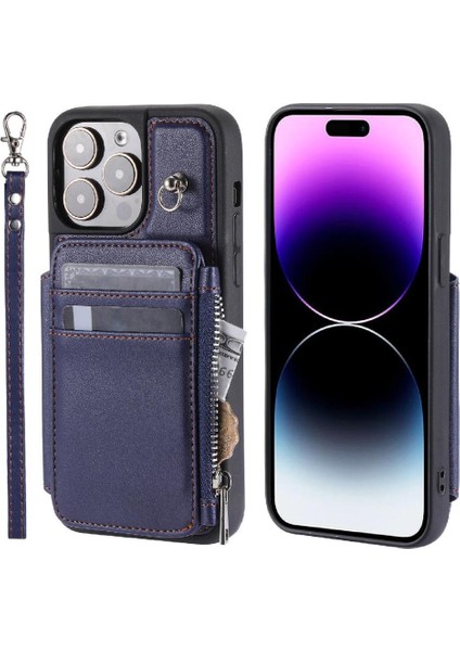IPhone 15 Için Cüzdan Durumda Pro Max Kickstand Rfıd Engelleme 3 Büyük Kart Pu (Yurt Dışından) modelleri