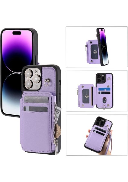 IPhone 15 Için Cüzdan Durumda Pro Max Kickstand Rfıd Engelleme 3 Büyük Kart Pu (Yurt Dışından) fırsatları