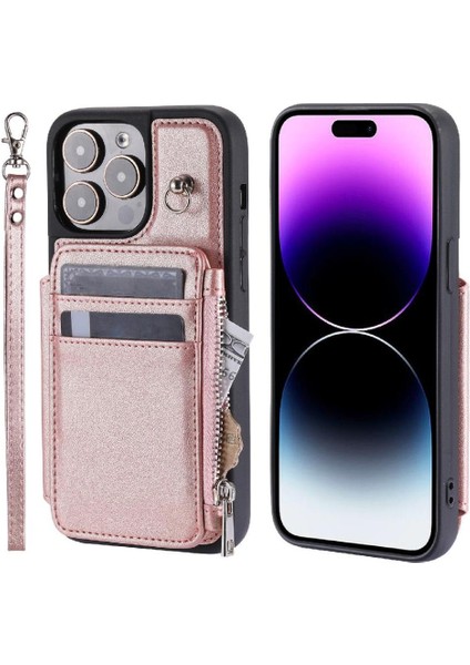 IPhone 15 Için Cüzdan Durumda Pro Max Kickstand Rfıd Engelleme 3 Büyük Kart Pu (Yurt Dışından)