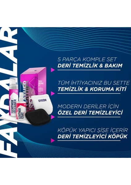 Gyeon Q²m Leatherset Natural Modern Deri Günlük Hafif Temizlik ve Bakım Seti (5 Parça) - 200 ml modelleri