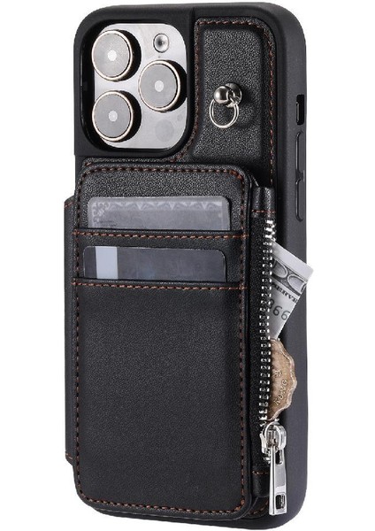 Cüzdan Kılıf IPhone 13 Için Pro Max Pu Deri Kickstand Flip Folio Kılıf 3 (Yurt Dışından)
