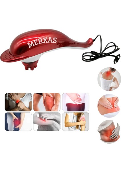 Elektrikli Yunus Model Masaj Aleti, Sırt, Bel, Karın ve Omuz için, Ekstra Başlıklı