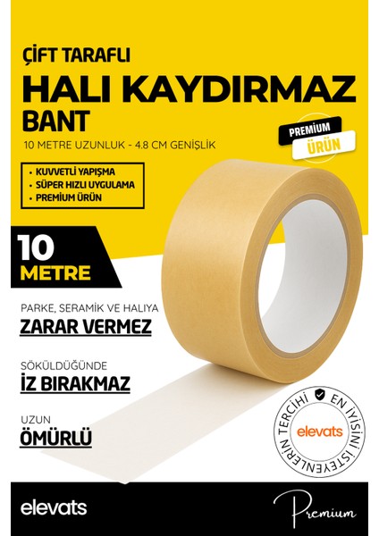 Premium Halı Kaydırmaz Bant 4.8 cm x 10 m – Yüksek Tutuculuk | Halı Altı Kaymaz Bant | Şeffaf | Kolay Uygulama