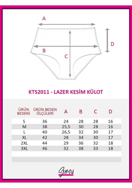 Kadın Yüksek Bel Lazer Kesim Külot 3'lü KTS2011