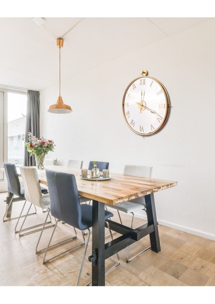 Duvar Saati Tinatti Gold Saat Aynalı Saat Roma Rakamlı Aynalı Gold Saat Duvar Saati