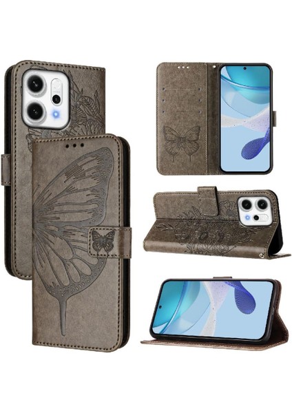 Oppo RENO14 Pro 5g Kabartma Kelebek Manyetik Premium Deri Için Kılıf (Yurt Dışından)