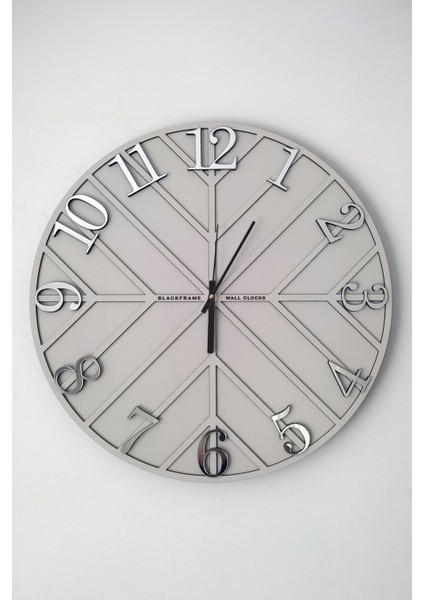 - Diagonal Lines -Açık Gri & Gümüş - 50CM Duvar Saati
