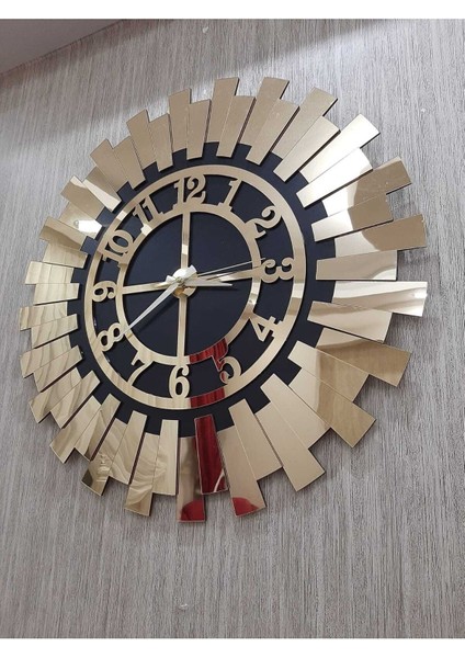 Şık Kabartmalı Dekoratif Duvar Saati Lüks Altın Sarısı Güneş Modern Ev Ofis Saati 40X40 cm fiyatları