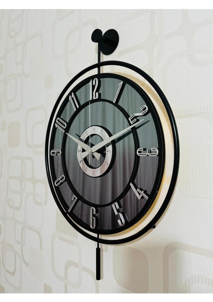 Metal Camlı Duvar Saati Işıklı Gerçek Cam Duvar Saati Modern Tasarım
