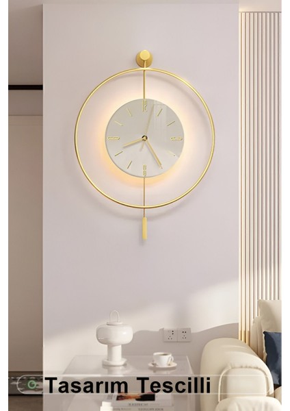 Timelles Kristal - Büyük BOY(50X75CM) - (Quartz Mekanizmalı Seri) - (Pilli Led) - Metal Duvar Saati
