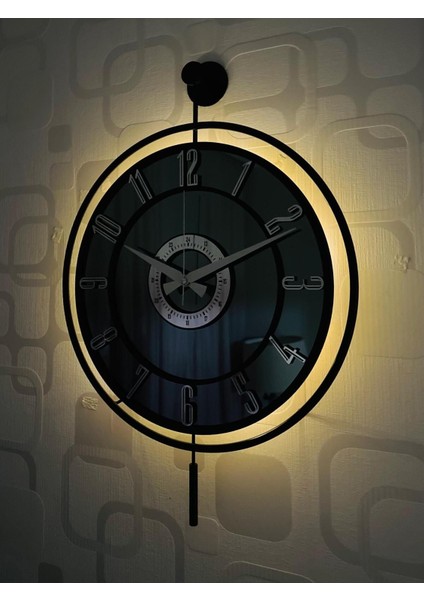 Metal Camlı Duvar Saati Işıklı Gerçek Cam Duvar Saati Modern Tasarım fırsatları