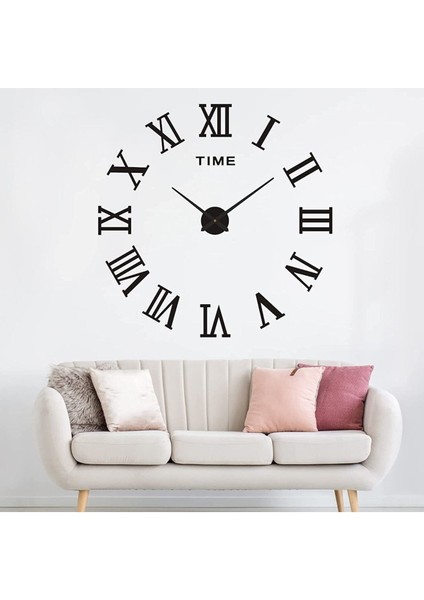 3D Siyah Ahşap Roma Rakamlı Dekoratif Büyük Boy Duvar Saati fiyatları