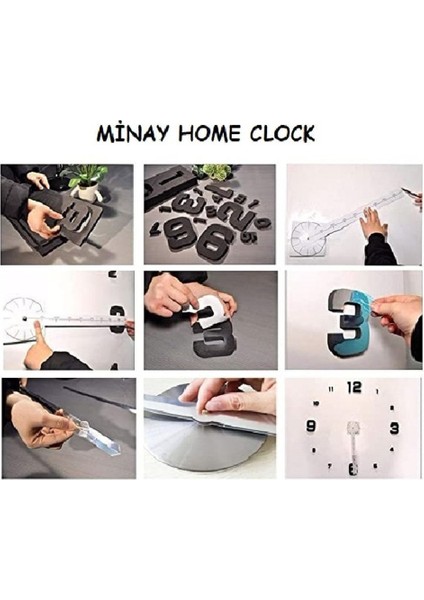 3D Siyah Ahşap Roma Rakamlı Dekoratif Büyük Boy Duvar Saati modelleri