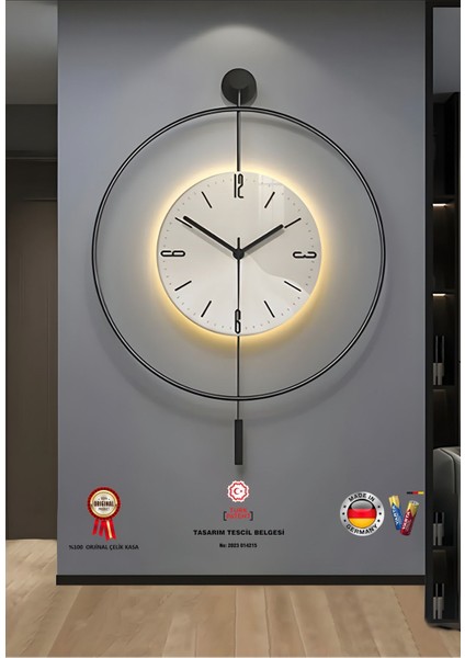 (Orta Boy)Black Fred LED Kristal- - Modern Dekoratif Metal Duvar Saati