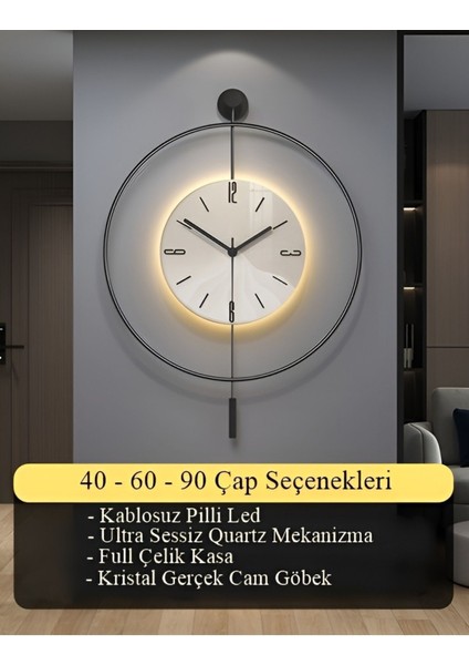 (Orta Boy)Black Fred LED Kristal- - Modern Dekoratif Metal Duvar Saati modelleri