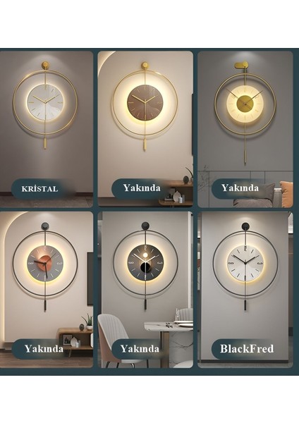 (Orta Boy)Black Fred LED Kristal- - Modern Dekoratif Metal Duvar Saati indirimleri