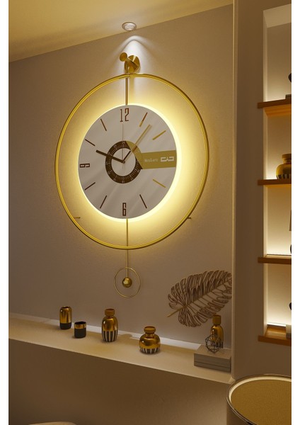 Timelles Elit Three-Büyük BOY(50X75CM)-(PİLLİ LED Sistemi) , Modern Dekoratif Metal Duvar Saati